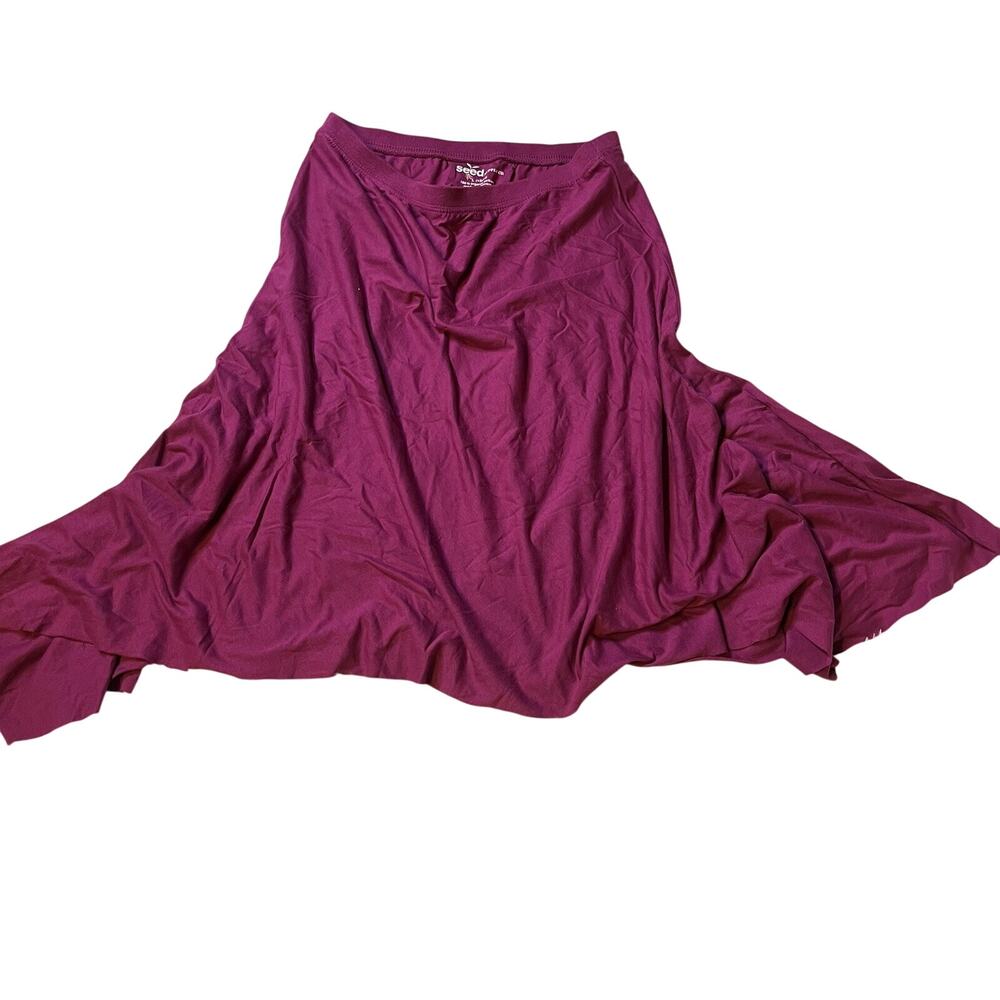 Seed Supply Co Skirt Womens Large (12/14) Purple Flare Hem Pull On Maxi Stretch